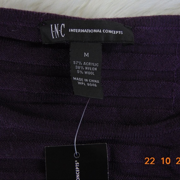 I.N.C NWT ASYMMETRICAL RIBBED BOAT NECK SWEATER M - Picture 5 of 5
